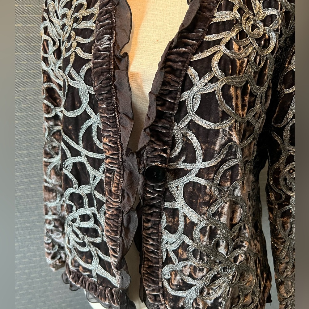 Chico’s Single Button Ruffle Trim Jacket - image 4